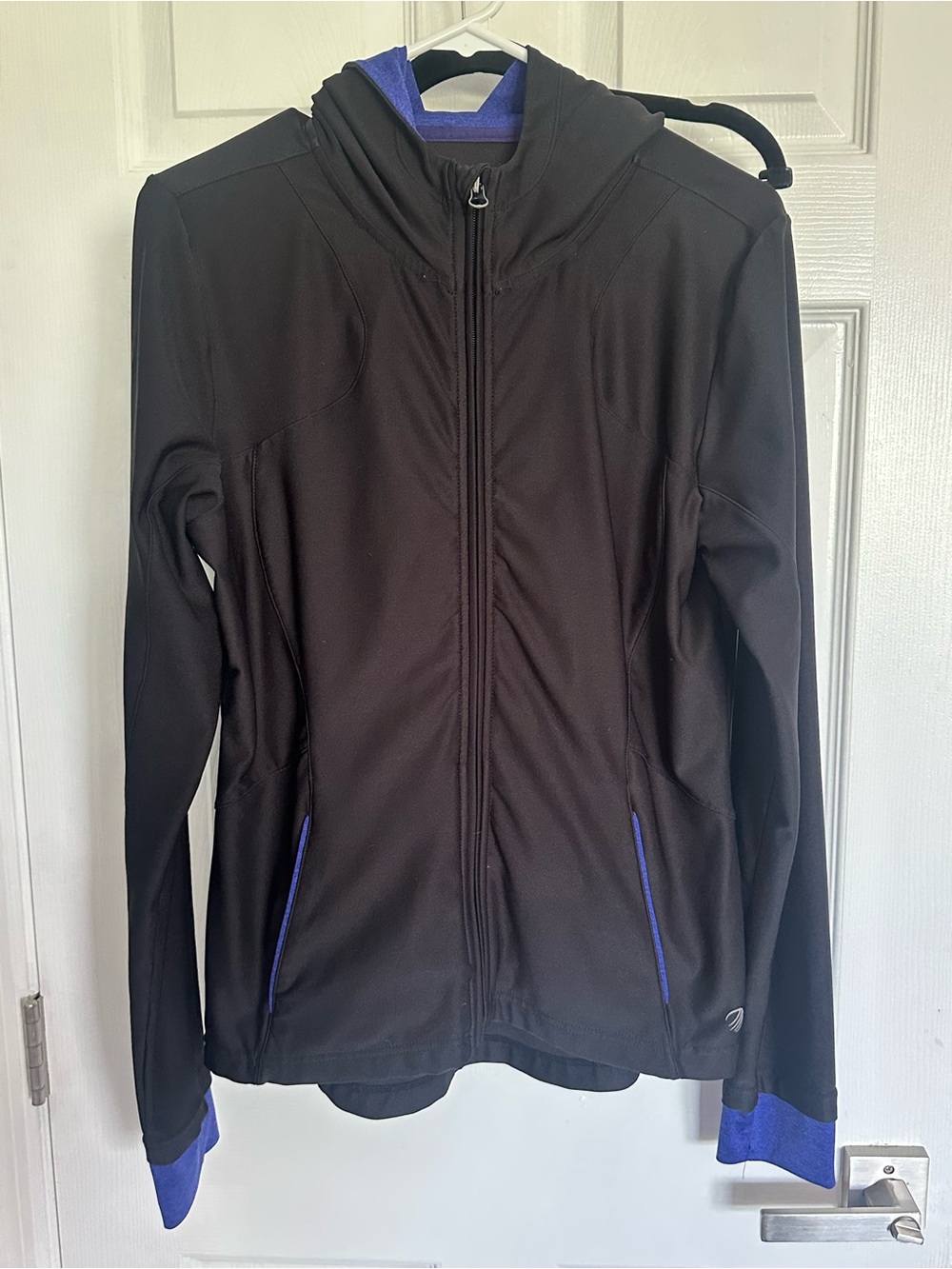 MPG Black Hooded Zip Jacket with Purple Accents